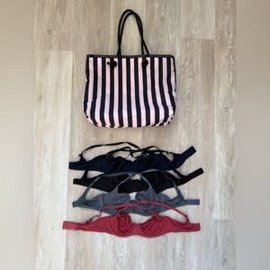 4 Victoria's Secret t-shirt Bras and reversible tote bag